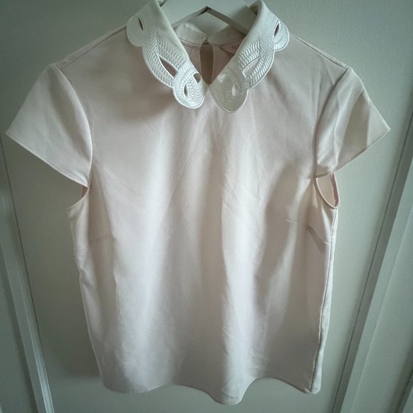TED BAKER - Light Pink scalloped collar blouse top in TB Size 0 - Picture 1 of 3